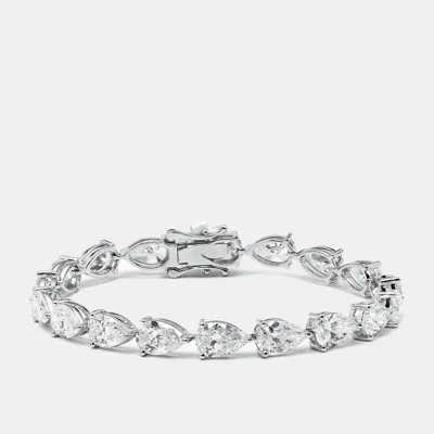 Pre-owned The Diamond Edit 18.5 Cts Pear Lab Grown Diamonds 18k White Gold Bracelet