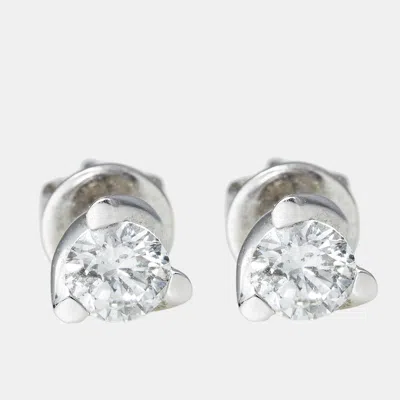 Pre-owned The Diamond Edit 18k White Gold 0.67 Ct Diamond Earrings