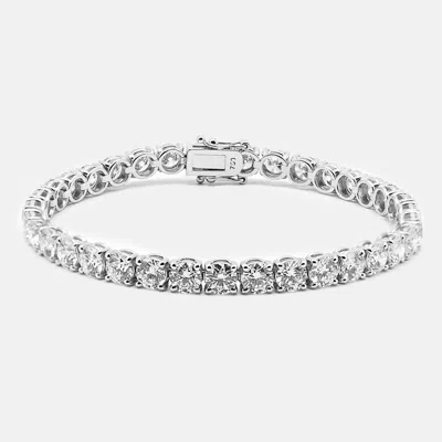 Pre-owned The Diamond Edit 13.6 Cts Round Brilliant Cut 18k White Gold Cut Lab Grown Diamonds Tennis Bracelet