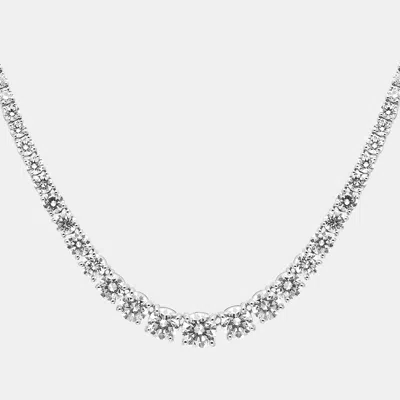 Pre-owned The Diamond Edit 10.35 Cts Round Brilliant Cut 18k White Gold Lab Grown Diamonds Graduating Necklace