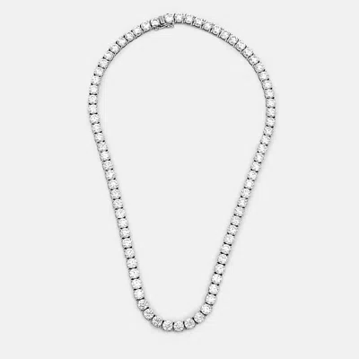 Pre-owned The Diamond Edit 38.5 Cts Round Brilliant 18k White Gold Lab Grown Diamonds Tennis Necklace