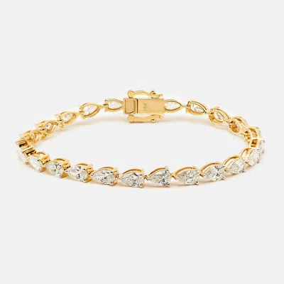 Pre-owned The Diamond Edit 7.6 Cts Pear Brilliant 18k Yellow Gold Lab Grown Diamonds Bracelet