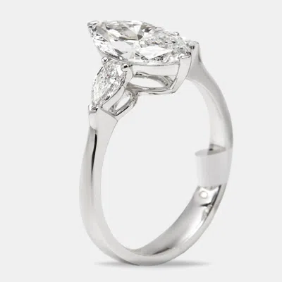 Pre-owned The Diamond Edit 1.9 Cts Marquise And Pear Lab Grown Diamonds 18k White Gold Ring Size 51