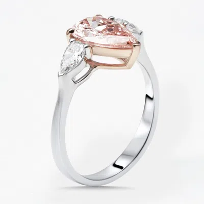 Pre-owned The Diamond Edit 1.9 Cts Pear Lab Grown Diamonds 18k Two Tone Gold Ring Size 53
