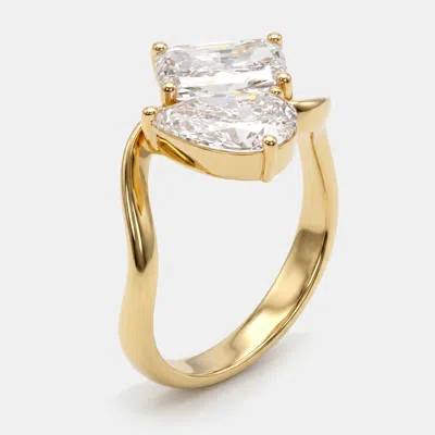 Pre-owned The Diamond Edit 1.9 Cts Pear Radiant Lab Grown Diamonds 18k Yellow Gold Ring Size 54