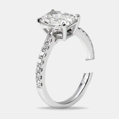 Pre-owned The Diamond Edit 1.9 Cts Radiant And Round Lab Grown Diamond 18k White Gold Ring Size 53
