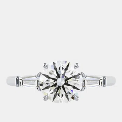 Pre-owned The Diamond Edit 1.9 Cts Round Lab Grown Diamond 18k White Gold Engagement Ring Size 52