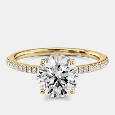 Pre-owned The Diamond Edit 1.90 Cts Round Cut Lab Grown Diamond 14k Yellow Gold Wedding Ring Size 52
