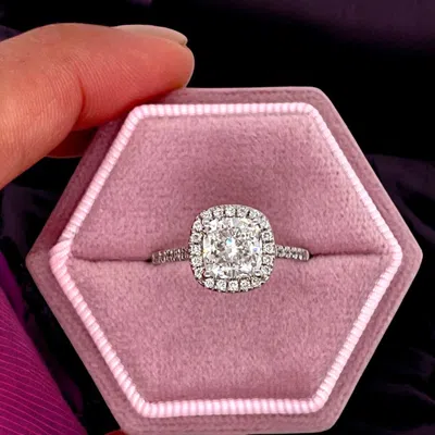 Pre-owned The Diamond Edit 2 Cts Cushion Lab Grown Diamond 14k White Gold Ring Size 52