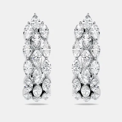 Pre-owned The Diamond Edit 2 Cts Marquise Lab Grown Diamonds 18k White Gold Earrings