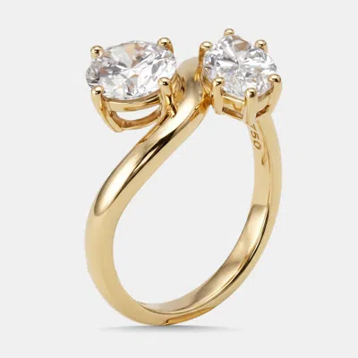 Pre-owned The Diamond Edit 2 Cts Marquise Round Lab Grown Diamonds 18k Yellow Gold Ring Size 54
