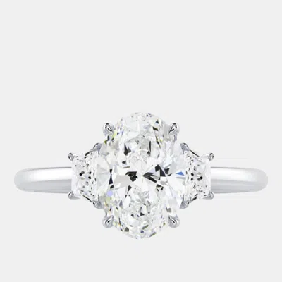 Pre-owned The Diamond Edit 2 Cts Oval Lab Grown Diamond 14k White Gold Engagement Ring Size 52