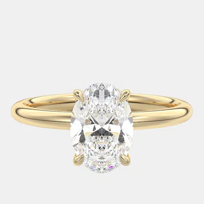 Pre-owned The Diamond Edit 2 Cts Oval Lab Grown Diamond 18k Yellow Gold Wedding Ring Size 52