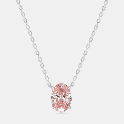 Pre-owned The Diamond Edit 2 Cts Oval Lab Grown Diamonds 18k White Gold Pendant Necklace