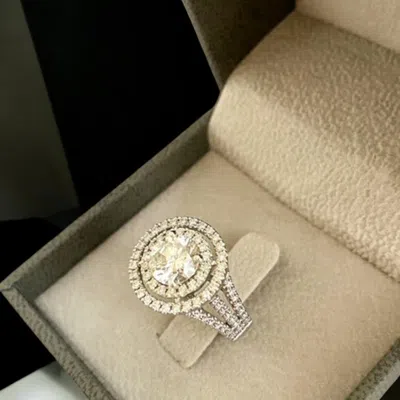 Pre-owned The Diamond Edit 2 Cts Round Lab Grown Diamond 18k White Gold Wedding Ring Size 52