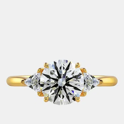 Pre-owned The Diamond Edit 2 Cts Round Lab Grown Diamond 18k Yellow Gold Wedding Ring Size 52