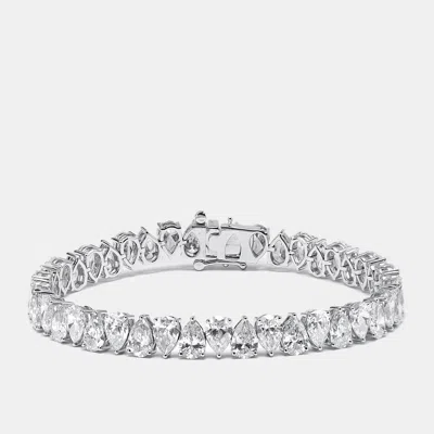 Pre-owned The Diamond Edit 20 Cts Pear Lab Grown Diamonds 18k White Gold Bracelet