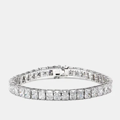 Pre-owned The Diamond Edit 20 Cts Radiant Lab Grown Diamond 18k White Gold Bracelet