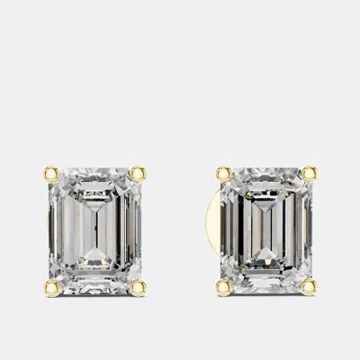 Pre-owned The Diamond Edit 2.00 Cts Emerald Cut 18k Yellow Gold Lab Grown Diamond Stud Earrings