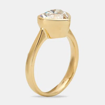 Pre-owned The Diamond Edit 2.00 Cts Heart Brilliant 18k Yellow Gold Ring Size 54