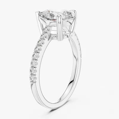 Pre-owned The Diamond Edit 2.00 Cts Pear & Round 18k White Gold Lab Grown Diamond Ring Size 53