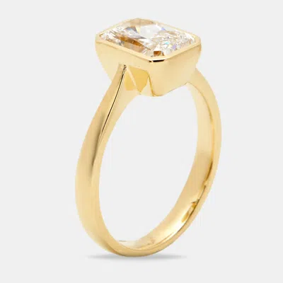 Pre-owned The Diamond Edit 2.00 Cts Radiant Brilliant 18k Yellow Gold Ring Size 52