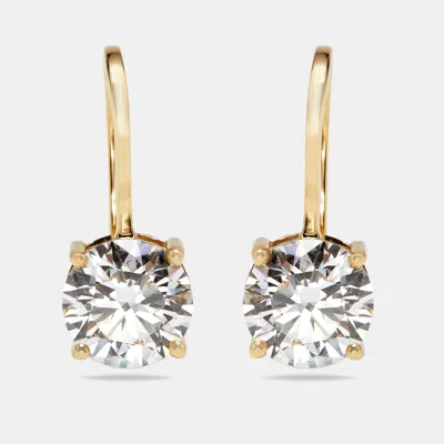 Pre-owned The Diamond Edit 2.00 Cts Round Lab Grown Diamond 18k Yellow Gold Earrings