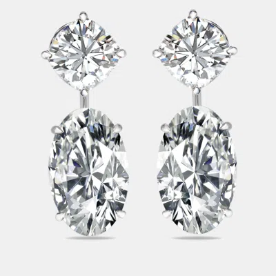 Pre-owned The Diamond Edit 20.05 Cts Oval And Cushion Lab Grown Diamond 18k White Gold Earrings