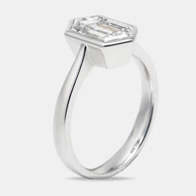 Pre-owned The Diamond Edit 2.05 Cts Hexagon Cut Lab Grown Diamond 18k White Gold Ring Size 53