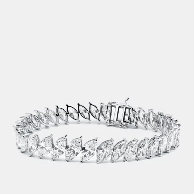 Pre-owned The Diamond Edit 20.5 Cts Marquise Lab Grown Diamonds 18k White Gold Bracelet