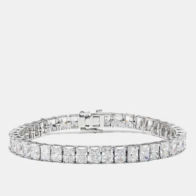 Pre-owned The Diamond Edit 20.51 Cts Radiant Cut Lab Grown Diamonds 18k White Gold Tennis Bracelet