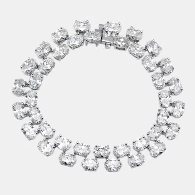 Pre-owned The Diamond Edit 20.8 Cts Oval Lab Grown Diamonds 18k White Gold Bracelet