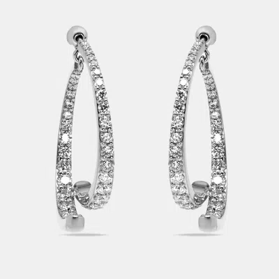 Pre-owned The Diamond Edit 2.1 Cts Round Lab Grown Diamonds 18k White Gold Earrings