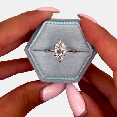Pre-owned The Diamond Edit 2.15 Cts Marquise Cut Lab Grown Diamond 14k White Gold Wedding Ring Size 52