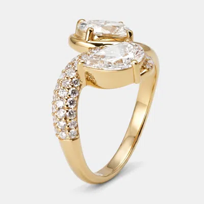 Pre-owned The Diamond Edit 2.2 Cts Pear Oval Round Lab Grown Diamonds 18k Yellow Gold Ring Size 51