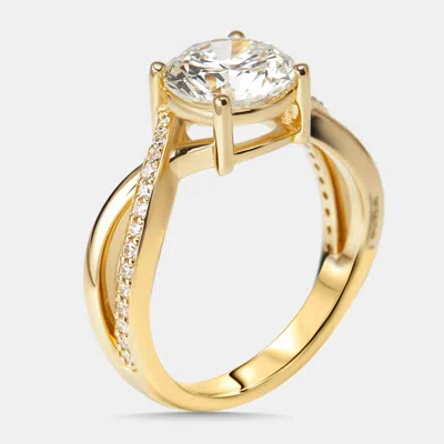 Pre-owned The Diamond Edit 2.2 Cts Round Lab Grown Diamonds 18k Yellow Gold Ring Size 55