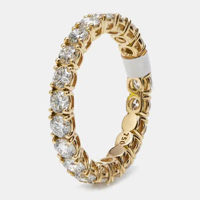 Pre-owned The Diamond Edit 2.25 Cts Round Brilliant Lab Grown Diamonds 18k Yellow Gold Eternity Band Ring Size 54