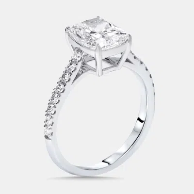 Pre-owned The Diamond Edit 2.3 Cts Cushion Round Lab Grown Diamonds 18k White Gold Ring Size 52