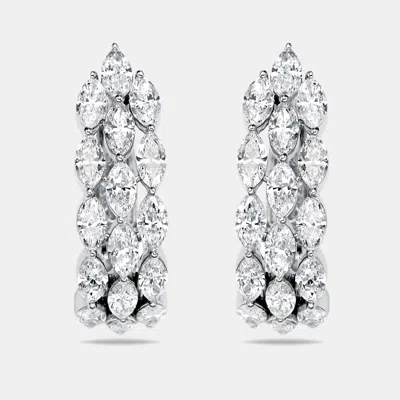 Pre-owned The Diamond Edit 2.3 Cts Marquise Lab Grown Diamond 18k White Gold Earrings