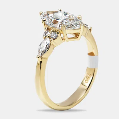 Pre-owned The Diamond Edit 2.3 Cts Marquise Pear And Round Lab Grown 18k Yellow Gold Ring Size 54