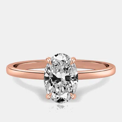 Pre-owned The Diamond Edit 2.3 Cts Oval Cut Lab Grown Diamond 14k Rose Gold Ring Size 8