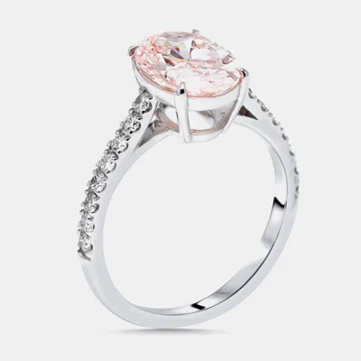 Pre-owned The Diamond Edit 2.3 Cts Pink Oval Round Lab Grown Diamonds 18k White Gold Ring Size 53