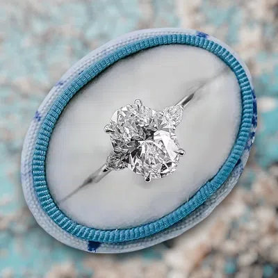 Pre-owned The Diamond Edit 2.30 Cts Oval Cut Lab Grown Diamond 14k White Gold Ring Size 52