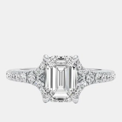 Pre-owned The Diamond Edit 2.4 Cts Lab Grown Emerald Diamond 18k White Gold Engagement Ring Size 52