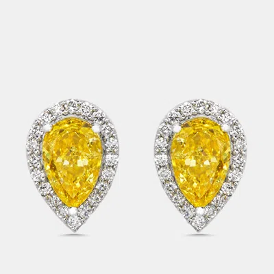 Pre-owned The Diamond Edit 2.4 Cts Pear Round Lab Grown Diamonds 18k White Gold Earrings
