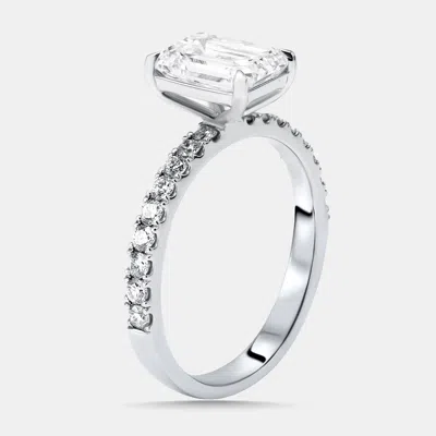 Pre-owned The Diamond Edit 2.40 Cts Emerald Lab Grown Diamond 18k White Gold Ring Size 54