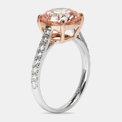 Pre-owned The Diamond Edit 2.40 Cts Pink Round Lab Grown Diamond 18k Two Tone Gold Ring Size 52
