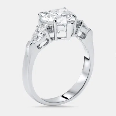 Pre-owned The Diamond Edit 2.5 Cts Heart Pear Lab Grown Diamonds 18k White Gold Ring Size 54