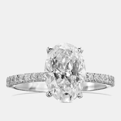 Pre-owned The Diamond Edit 2.5 Cts Oval Lab Grown Diamond 18k White Gold Wedding Ring Size 52