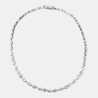 Pre-owned The Diamond Edit 25 Cts Oval Pear Marquise Emerald Cut Heart Round Lab Grown Diamonds 18k White Gold Necklace